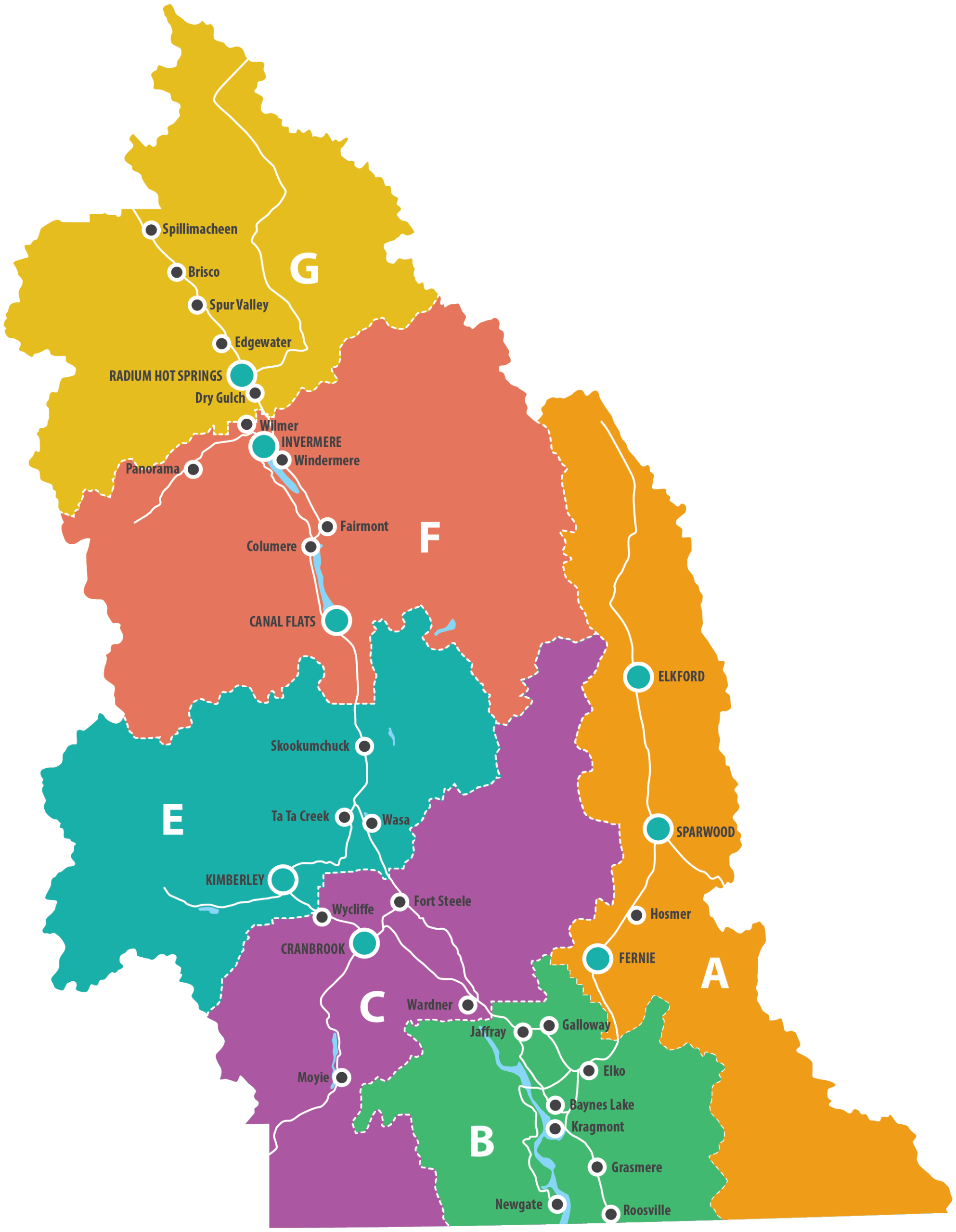 RDEK Electoral Areas Map